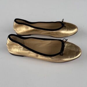 Gold leather J Crew ballet flats, size 7.5